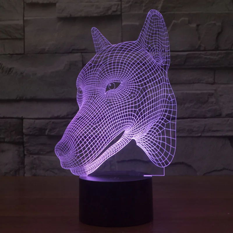 Ночной 3D светильник с головой собаки 7 цветов светодиодный USB зарядкой|light tent