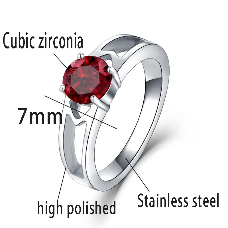 ZPAMS женские модные кольца из нержавеющей стали для женщин Циркон синий/белый/розовый/красный/фиолетовый обручальное кольцо обручальные кольца - Цвет основного камня: red