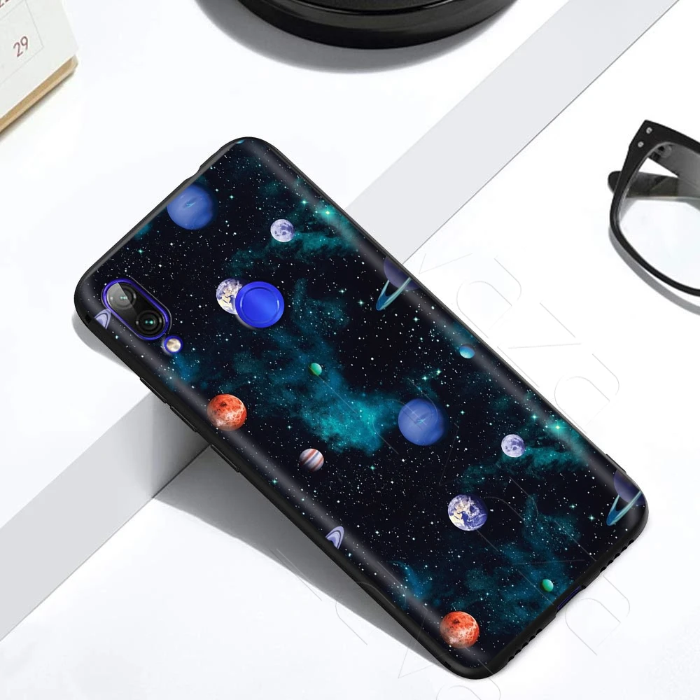 Черный белый чехол с изображением Луны звезд космонавта для Xiaomi Redmi Note 8 9 S K30 Pro MI MAX