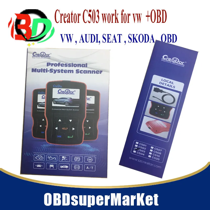 Считыватель кодов последней версии creator C503 Многофункциональный сканер V w + OBD C502