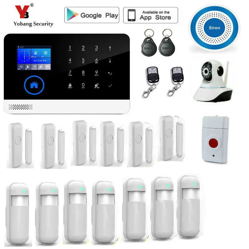Беспроводная система сигнализации Yobang Wi Fi gsm TFT дисплей дверной датчик комплект