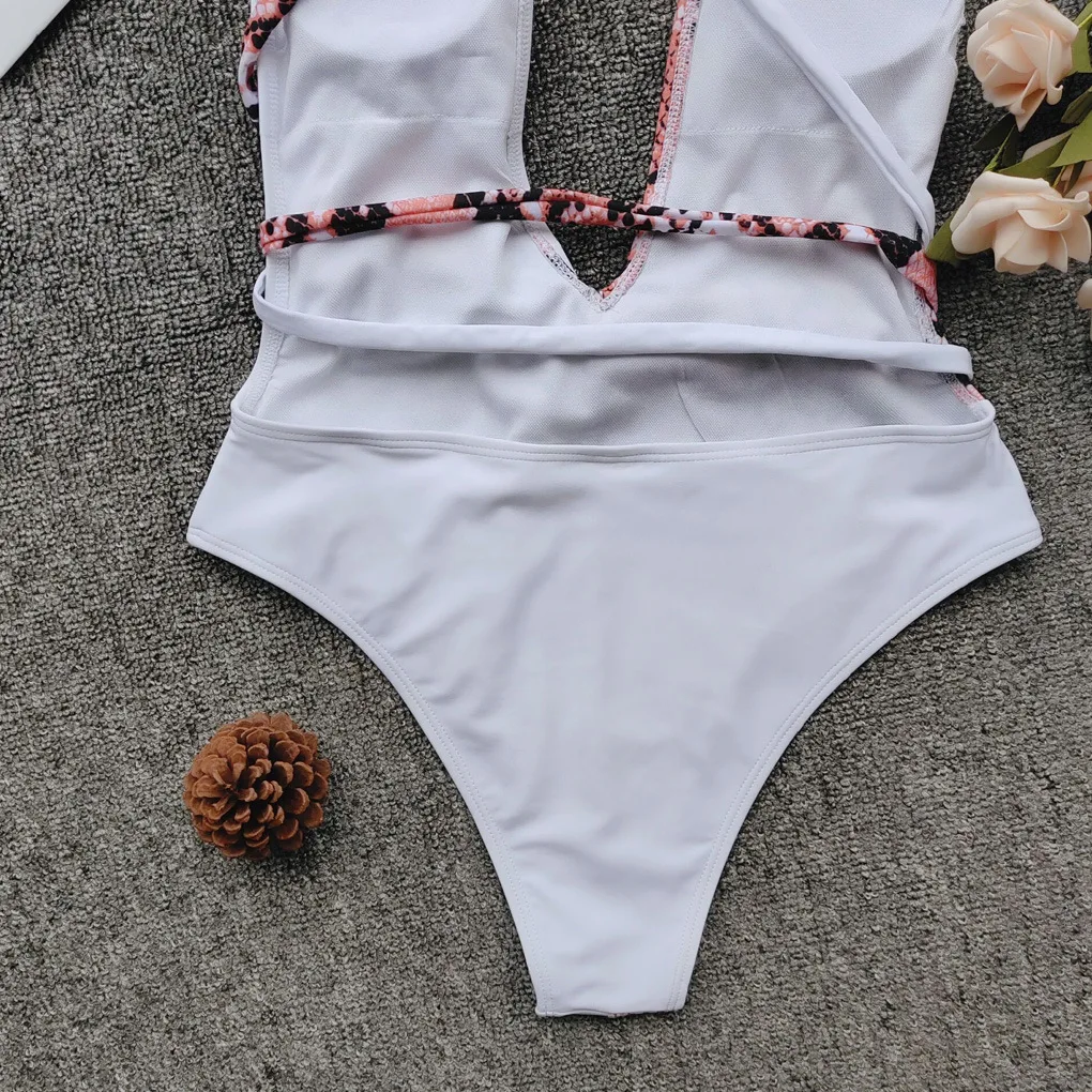 Женский пляжный костюм со змеиным принтом пикантный слитный облегающий боди с