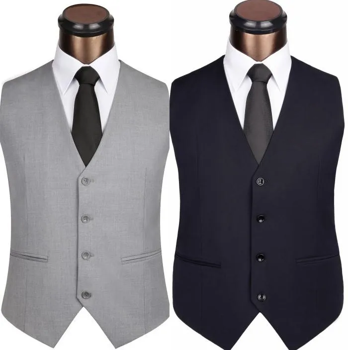 Новый Мужская одежда черный темно синий тонкий Colete masculino хлопок двойной грудью