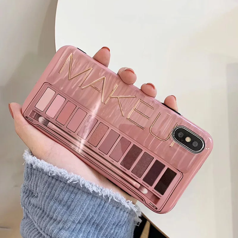 Модный женский чехол с тенями для век iPhone 11 12 PRO X XS Max XR 7 8 6 Plus Блестящий Мягкий
