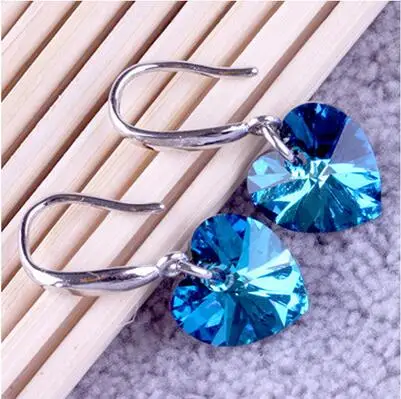 Женские серьги гвоздики из серебра 925 пробы с голубым кристаллом|crystal stud earrings|stud