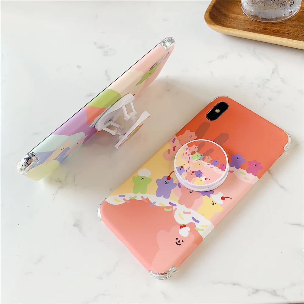 Корейский INS супер огонь милый карамельный Радужный медведь чехол для iPhone X XS MAX XR
