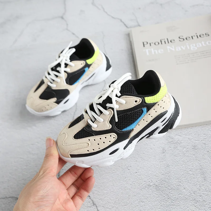2021 Boys Girls Lace-Up Sneakers Baby/Toddler/Little/Big Kid Sport School Trainers Children Clunky Brand Casual Fashion Shoes | Детская