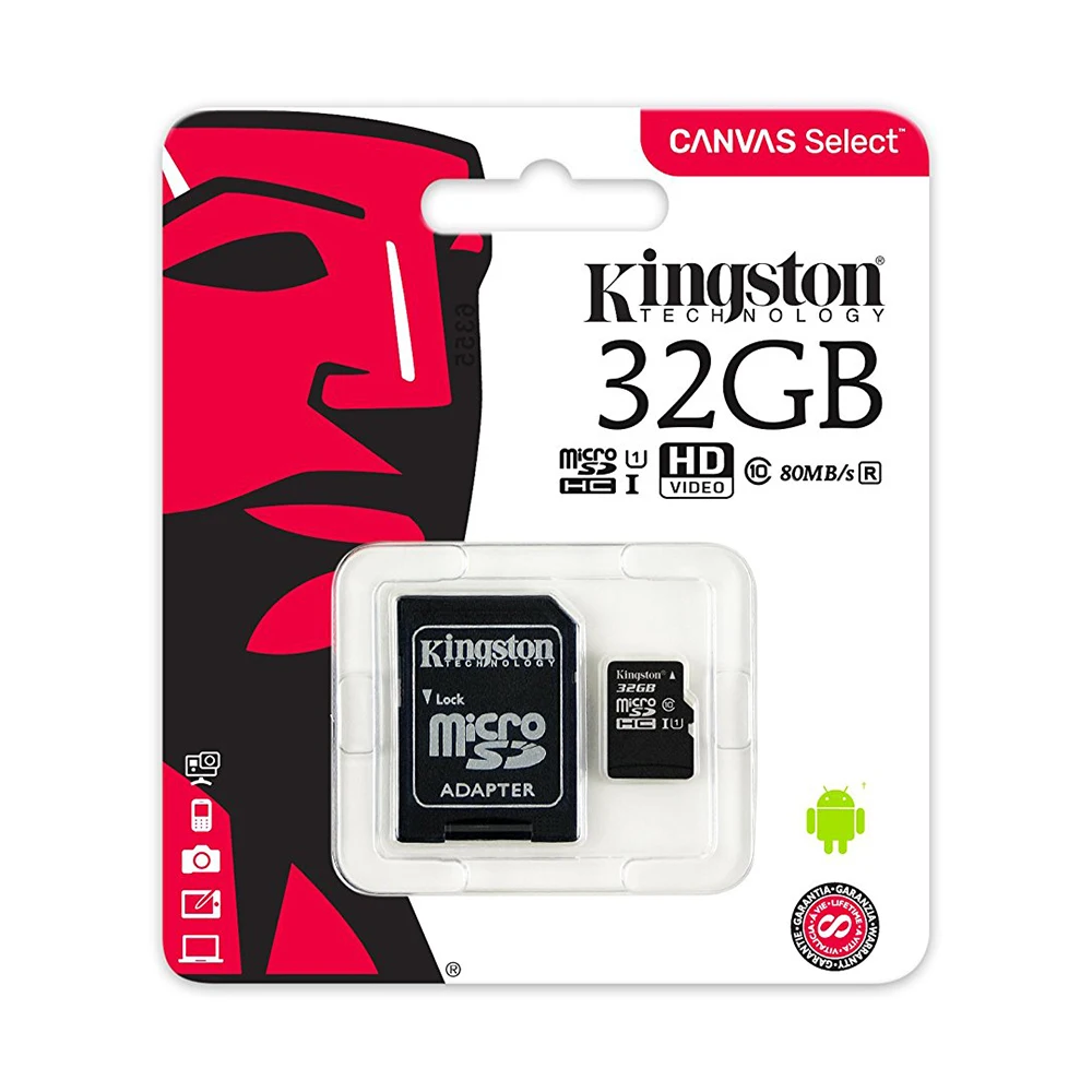 Kingston technology Canvas Choice 32 ГБ MicroSDHC Class 10 UHS I 80 МБ/с./с черный|Карты памяти| |