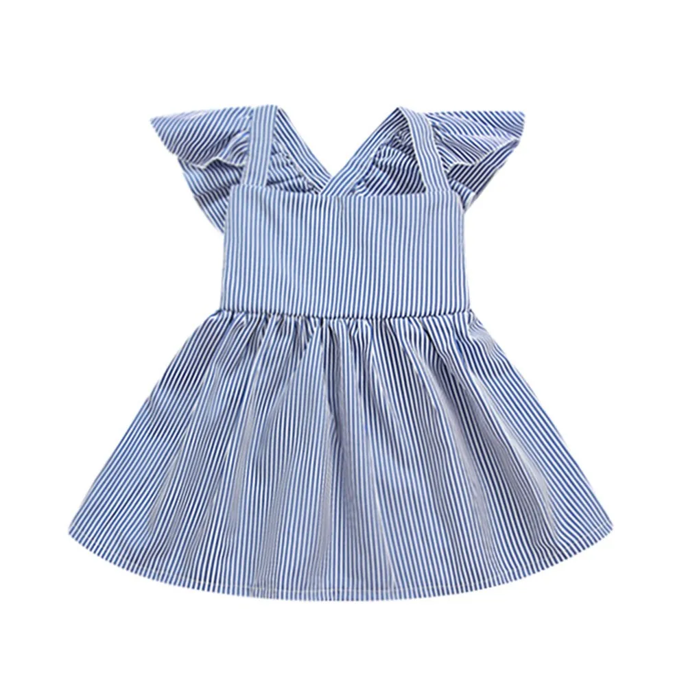 Новинка Модное детское платье в полоску для девочек Платье на бретельках с