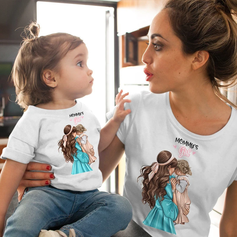 ZSIIBO/женская футболка Famliy Одинаковая одежда для девочек Костюм мамы и дочки Сезон