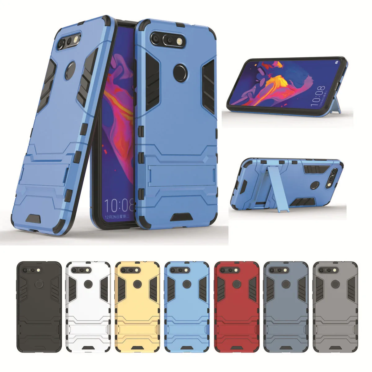 Чехол для Huawei Honor V20 роскошный чехол-подставка Железный человек жесткий