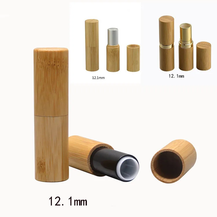 

12.1mm Cosmetic Professional Bamboo Lipstick Tube, Natural Bamboo Beauty Makeup Lip Balm Container, Lip Rouge Refillable Bottle