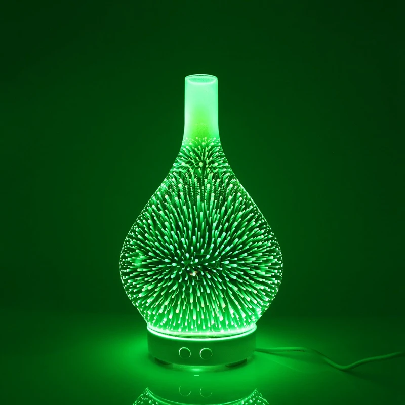 Горячее предложение! Распродажа! 3D, стилизованные под языки пламени Стекло ваза Форма увлажнитель воздуха с 7 цветов светодиодный ночной Светильник арома-диффузор для эфирных масел, тумана, мини-распылитель