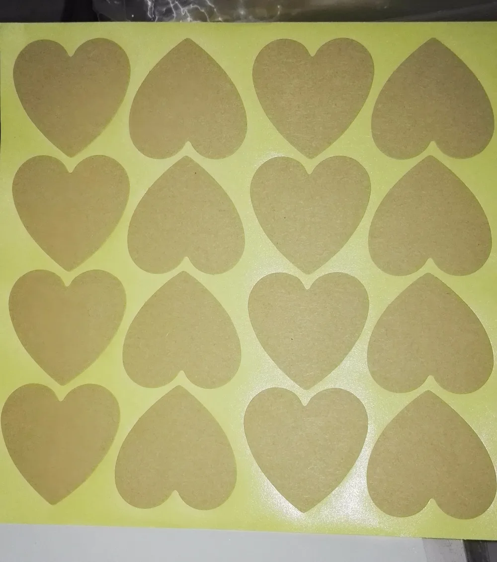 120 шт. простые пустые наклейки из крафт-бумаги в форме сердца шириной 35 мм |