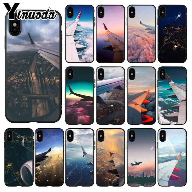 Yinuoda крылья самолета в небе черный мягкий чехол для телефона iPhone X XS MAX 6 6s 7 7plus 8 8Plus 5
