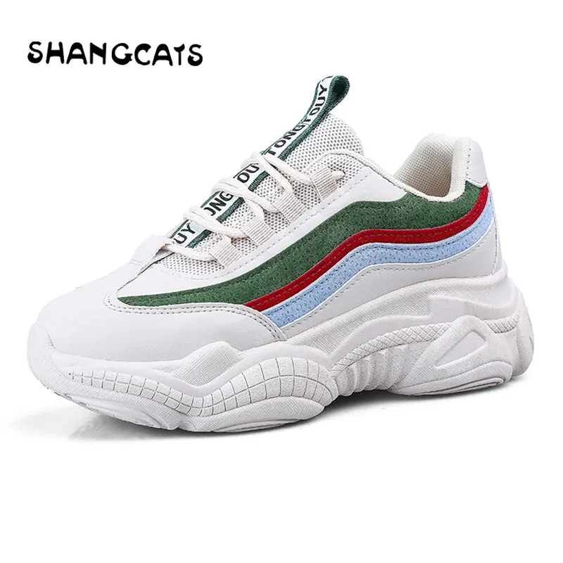 Дышащая прогулочная сетчатая обувь на платформе женские кроссовки массивной