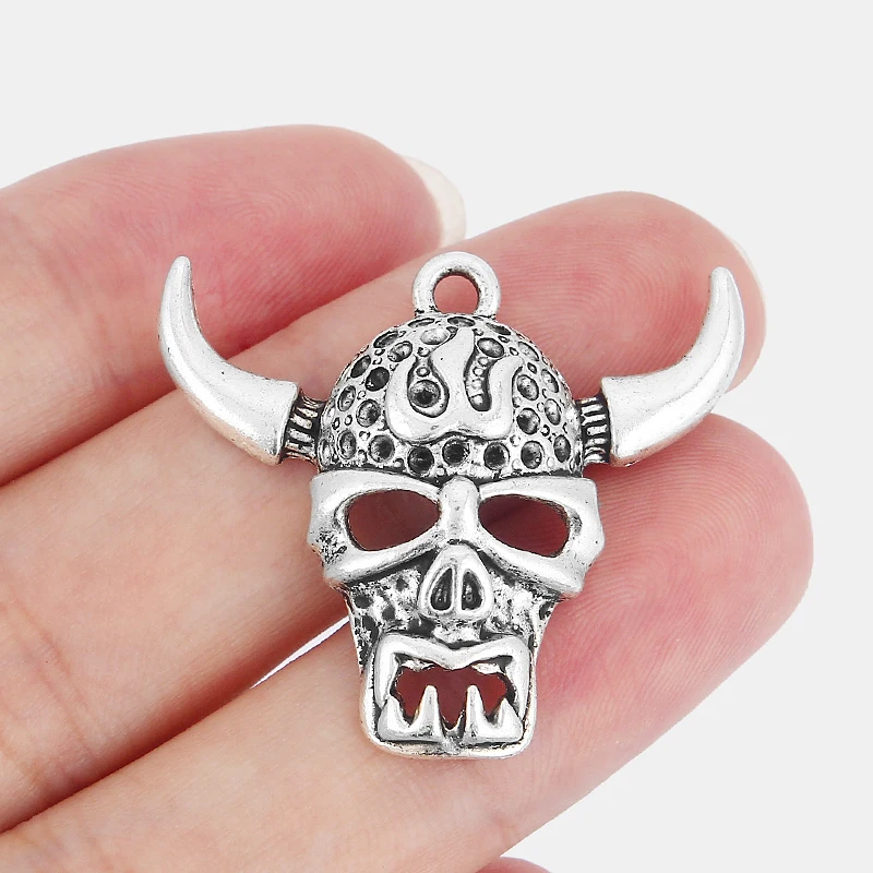 10 шт. античные серебряные металлические подвески в виде черепа быка/быка на