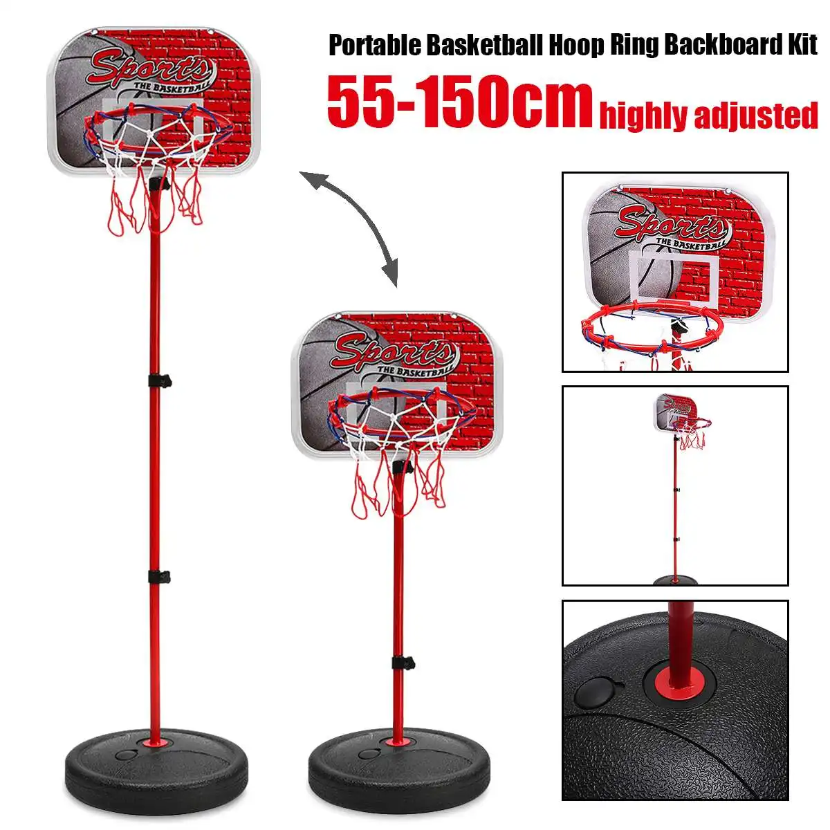 Регулируемый 55-150 см щит с кольцом для мини-баскетбола кольцо Backboard Kit внутреннее крепление детская игрушка для детей игра баскетбольные мячи с Pum