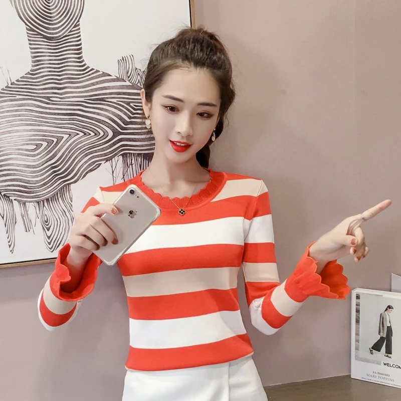С длинным рукавом свитера Для женщин 2018 осень модные пикантные вязаные
