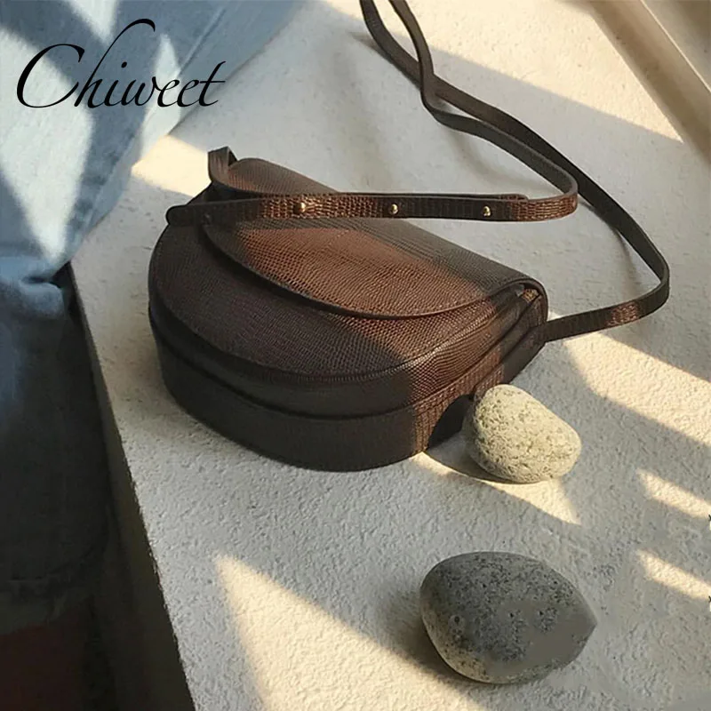

Small Grain Leather Saddle Bag Semicircle Flap Luxury Handbags Women Bag Retro Vintage Ladies Messenger Bags Mini Shoulder Bags