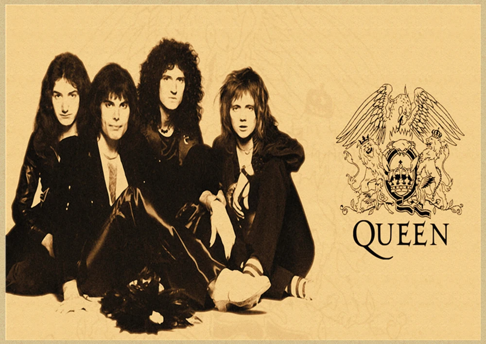 С группой Queen музыкальный крафт Бумага плакат Винтаж печатным рисунком основа декоративная настенная живопись Стикеры - Цвет: Светло-желтый