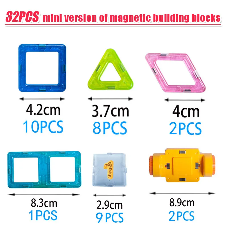 

32PCS/set Mini Magnetic Building Blocks Toy 3D DIY Magnetic Designer Toys Bricks Blocks Educational Toys For Children kids baby