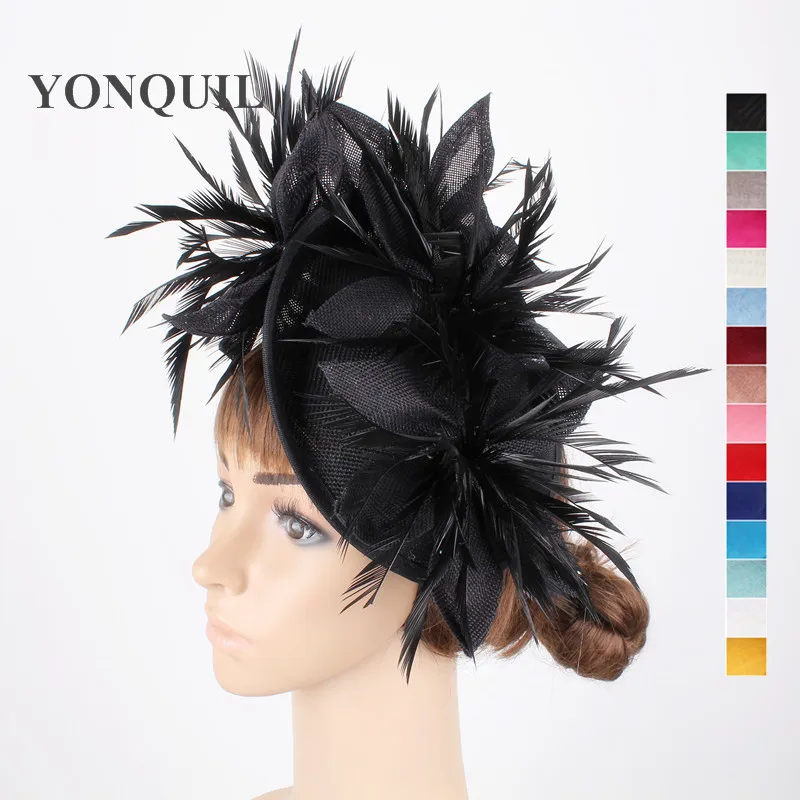 

Imitation Sinamay Black Hair Fascinators Sposa Special Wedding Hats And Floral Fascinator With Feathers Headbands Accessories