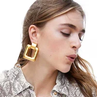 new geometric za jewelry metal dangle earrings for women trendy statement drop earrings wholesale