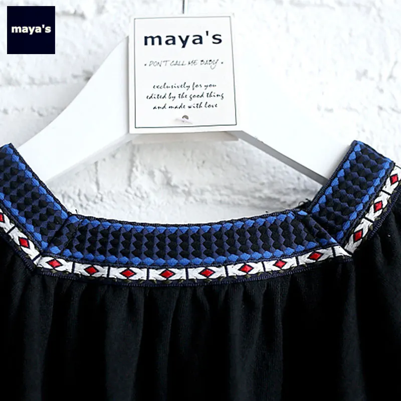 Mayas/мини платье с короткими рукавами для девочек милое винтажное в этничном стиле