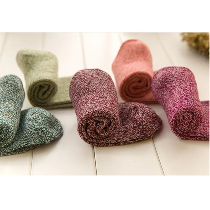 Autumn And Winter Warm Rabbit Wool Socks Middle Tube Thickening Terry High Quality Multicolor Women Wholesale 5pair/lot | Женская одежда
