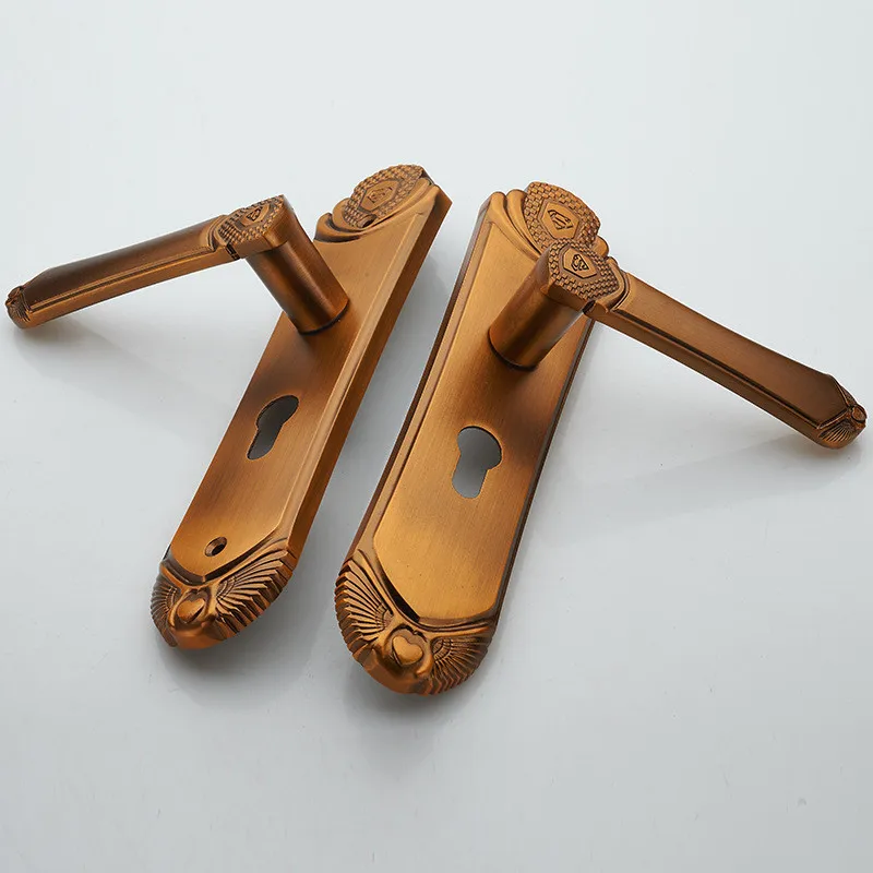 

Yellow Bronze Modern Simple Aluminum Silver Durable Door Lock Cylinder Front Back Lever Latch Home Security with Keys