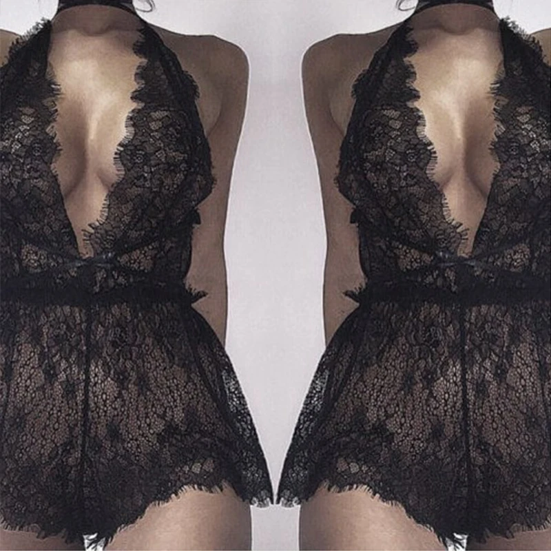 Женское сексуальное нижнее белье кружевная Babydoll сорочка с глубоким v образным