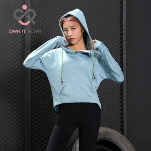 Спортивная одежда для фитнеса, женская спортивная рубашка для бега, быстросохнущая одежда с длинным рукавом для йоги, тренировок, фитнеса, куртка с капюшоном P249