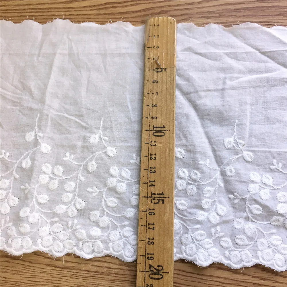 3 Yards Ivory White 100% Cotton Embroidery Lace Trim Scalloped DIY Handmade Clothes Accessories | Дом и сад