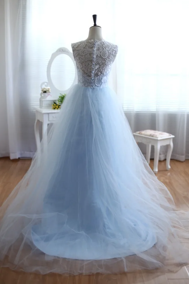 Blue Tulle Princess Ivory Lace Wedding Dress Ball Gown | Свадьбы и торжества