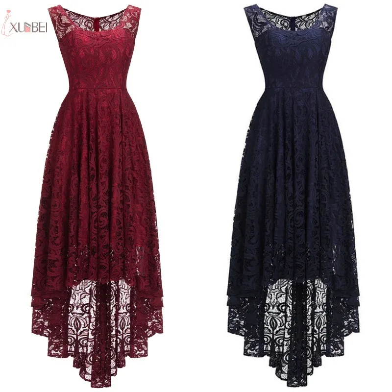 

Burgundy Pink Navy Blue Lace Short Bridesmaid Dresses Sleeveless Wedding Guest Party Gown robe demoiselle d'honneur