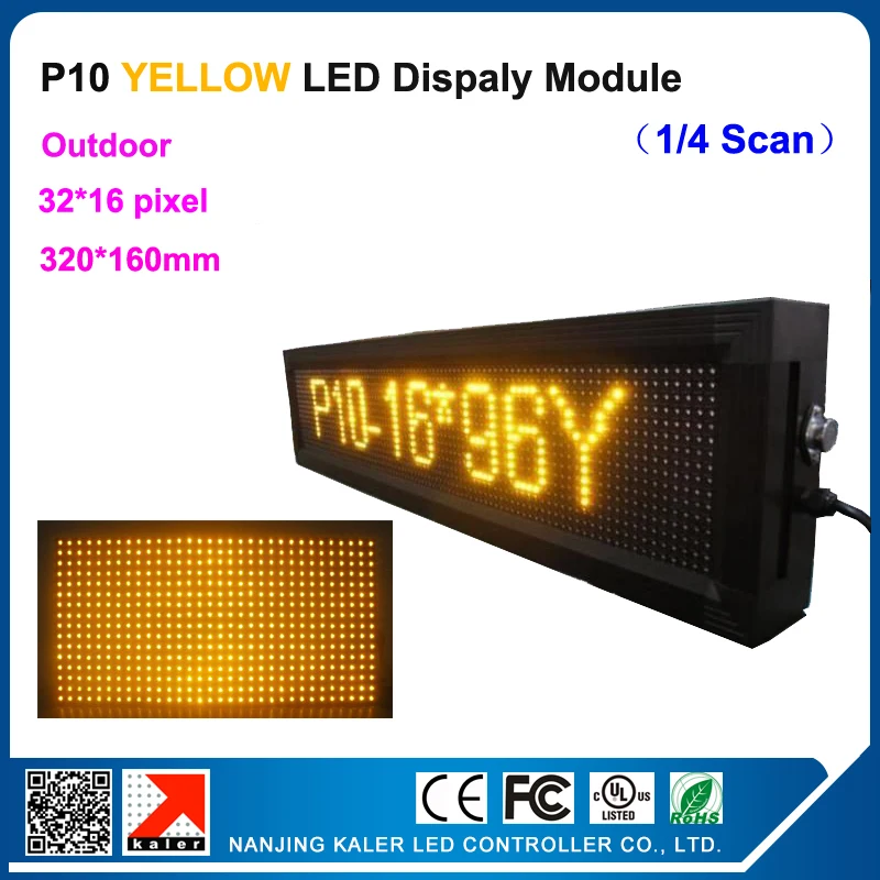 

25x105cm led sign p10 yellow color led display 9.8'x 41'' p10 yellow led sign outdoor more bright