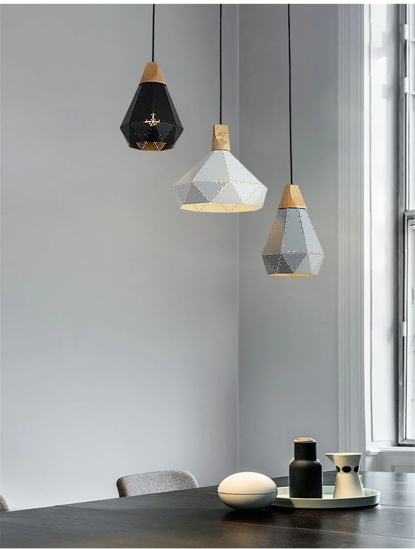 Nordic Modern Pedant Lights Lamps Macaron Solid Wood Iron Coffee Shop Fruit Ideas Dining Room Indoor Light Fixtures | Лампы и