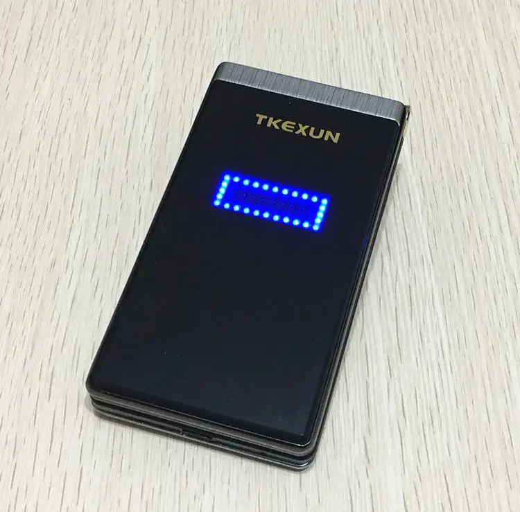 TKEXUN M2 флип металлический корпус телефон 3,0 почерк экран мобильный телефон раскладушка двойной экран большая батарея большая клавиатура - Цвет: silver