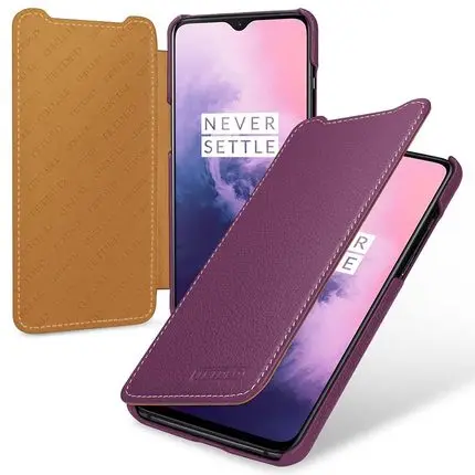 Фиолетовый Бизнес Флип из натуральной кожи чехол для телефона для Oneplus 7 Oneplus7 Модный ручной работы роскошный кожаный чехол для Oneplus 7Pro - Цвет: Фиолетовый