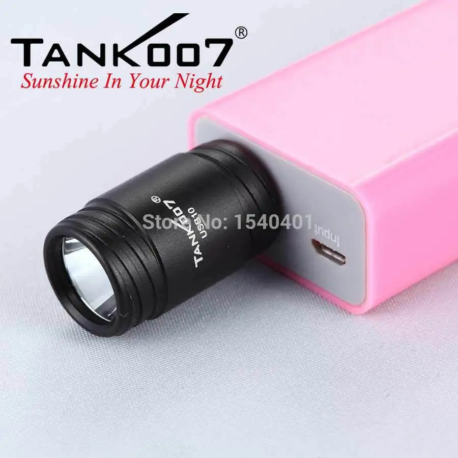 

New mini Cree XP-E LED flashlight tank007 keychain USB10 led black light li-ion torch