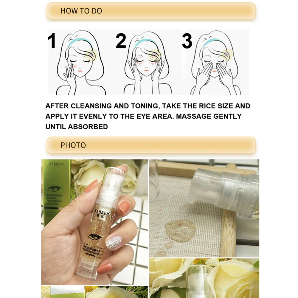 1PC 24k Golden Moisturizing Eye Serum Collagen Anti-Aging Face Anti Puffiness Dark Circle Repair Tighten skin Around Eyes | Красота и