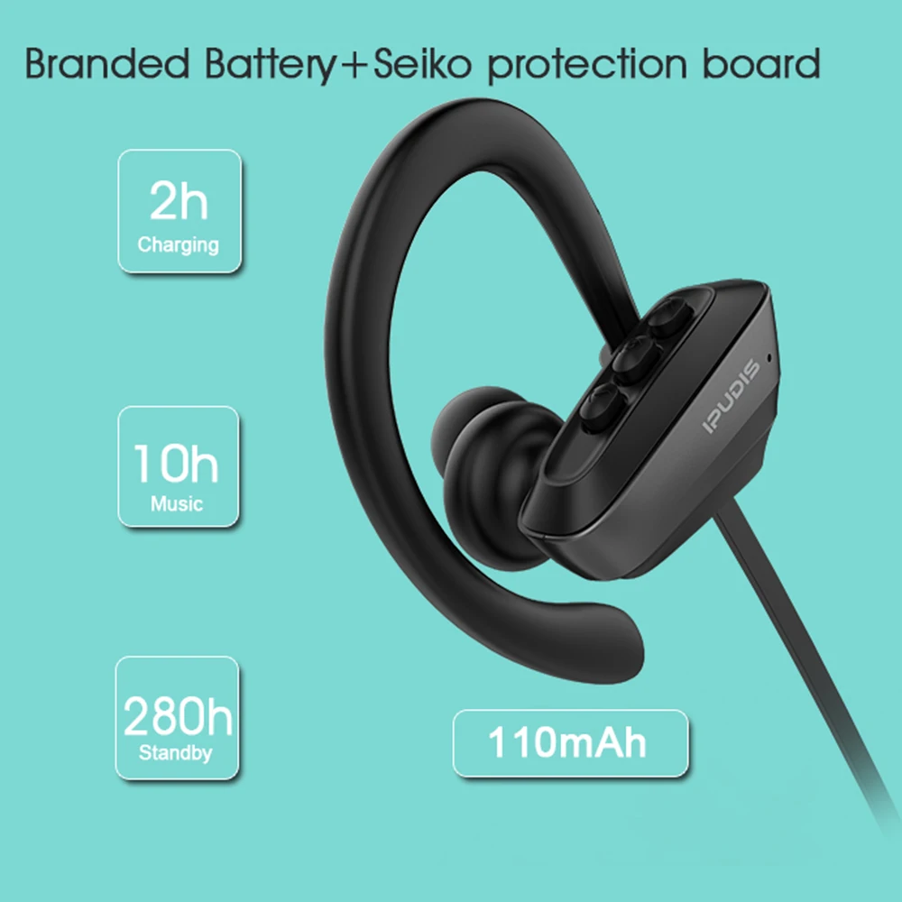 IPUDIS спортивные Bluetooth наушники IPX7 Водонепроницаемая беспроводная гарнитура с