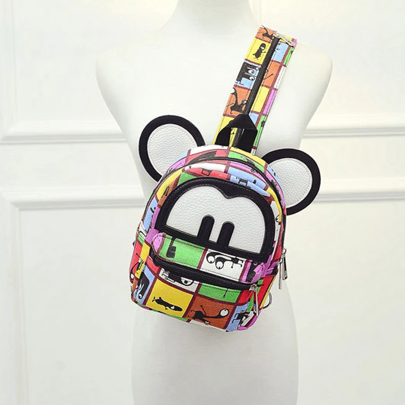 2017 модные милые женские рюкзаки из искусственной кожи с Микки ушками и граффити
