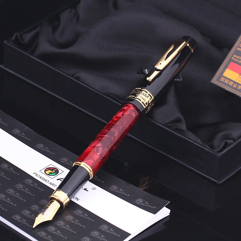 High Quality Pimio 915 Luxury Rubine and Gold Clip 0.5mm Rubine Nib Metal Fountain Pen for Christmas Business Gift Ink Pens
