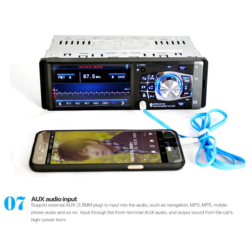 XIAOMI Авторадио 1 din автомагнитола стерео bluetooth аудио mp3 рекордер usb sd aux вход oto teypleri Автомагнитола Автомобильный плеер