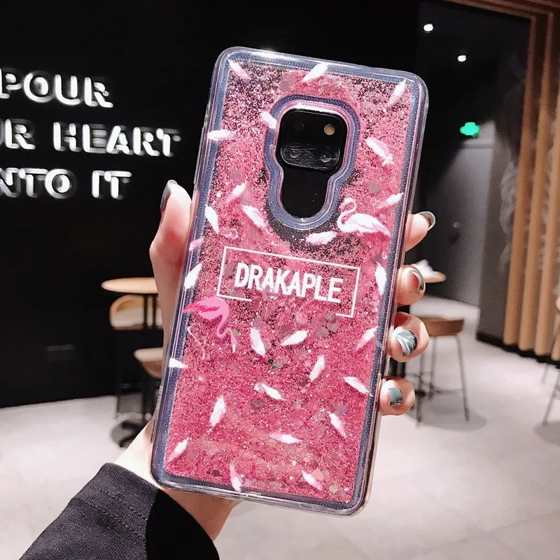 Фламинго цветочный КИТ Блестящий Жидкий чехол для Huawei Honor View 10 20 6C Pro 8 9 Lite 5X 6X 7X 8X Max