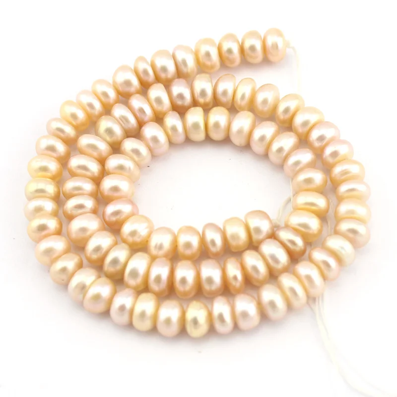 Free Shipping Wholesale Jewelry Making Beads 7 8mm Rondelle Button Freshwater Pearl Spacer Strand 15&quot|bead strands|spacer beadsjewelry making