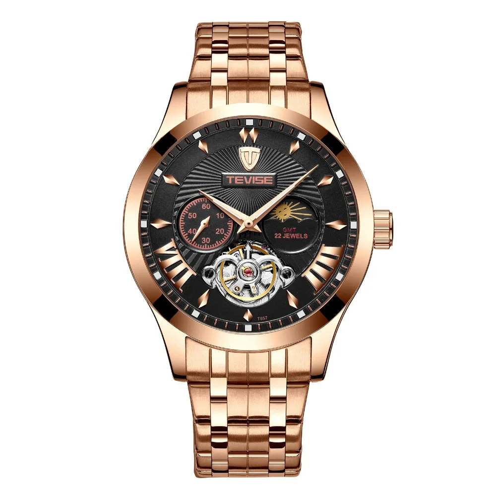 Новинка Tourbillon Tevise Топ бренд Мужские механические часы автоматические Модные