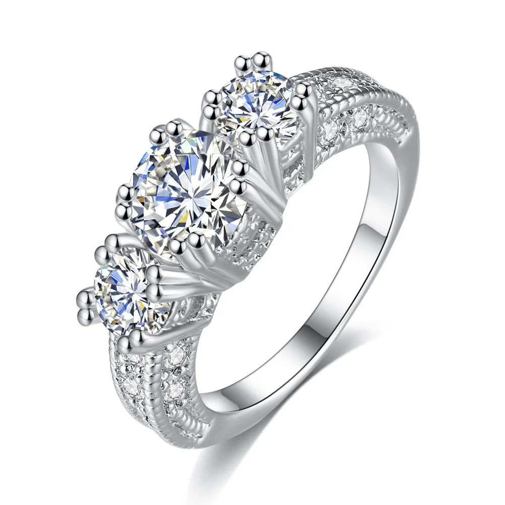 Fashion jewelry ring Four claws of zircon snow accessories Valentine's day gifts. | Rings